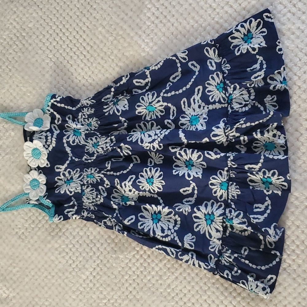 Sweet heart rose girls ruffled floral dress blue/white size 6